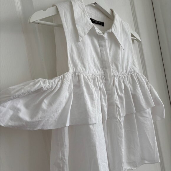 White Zara Ruffled Off-Shoulder Blouse - Medium - Picture 3 of 7